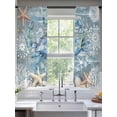 thumbnail image 5 of Blue Crab Coastal Semi Sheer Window Curtains 63 Inches Long, Summer Beach Nautical Starfish Coral Rod Pocket Voile Silky Chiffon Curtain Light Filtering Drapes for Living Room, 52"x63", 2 Panels, 5 of 9