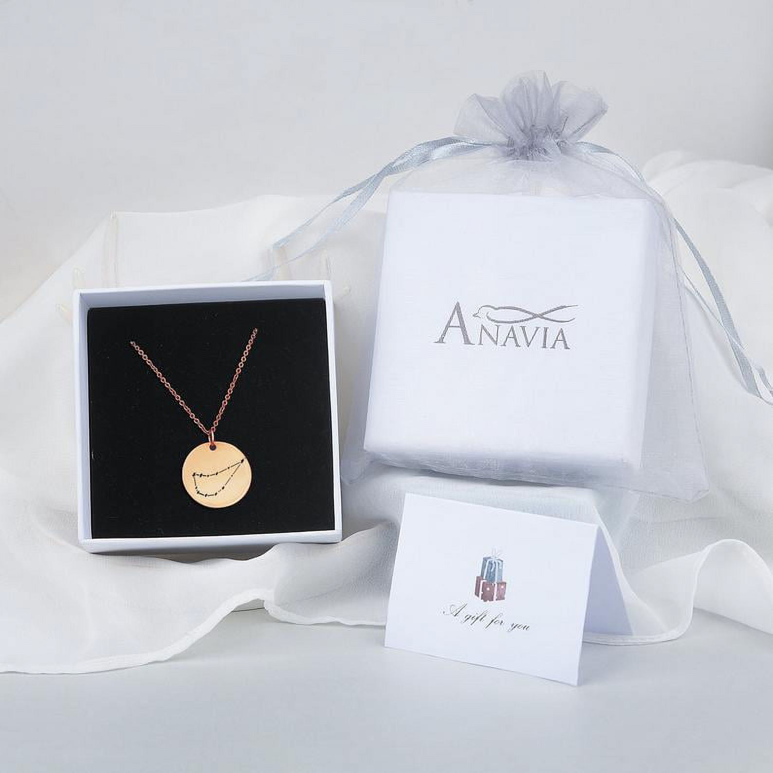 Anavia Round Cancer Constellation Zodiac Star Sign Stainless Steel Silver Disc 22mm Pendant Jewelry with Gift Box