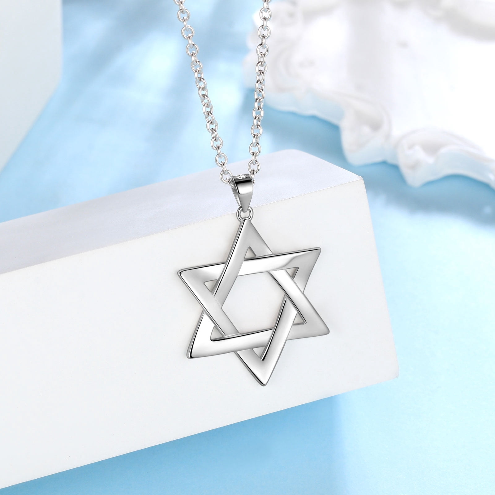 Jewmon Jewish Star of David Necklace for Women Men 925 Silver Magen David Pendnat Amulet Judaica Jewelry Fathers Day Gifts for Dad Father
