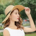 thumbnail image 6 of Women's Straw Sun Hat Wide Brim Flat Beach Hat Summer Sun Protection Cowboy Style Hat Rolled Up Packable Panama Hats, 6 of 11