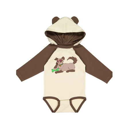 

Inktastic Summer Dog in Glasses with Green Bone Gift Baby Boy or Baby Girl Long Sleeve Bodysuit