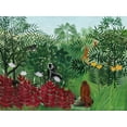 thumbnail image 2 of Rousseau, Henri 18x15 Black Ornate Wood Framed with Double Matting Museum Art Print Titled - Tropical Forest with Monkeys 1910, 2 of 4