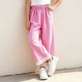 thumbnail image 4 of Nugftut Girls Pants Wide Leg Plaid Lace Trim Hem Casual Pants for Kids Size 12-13, 4 of 6