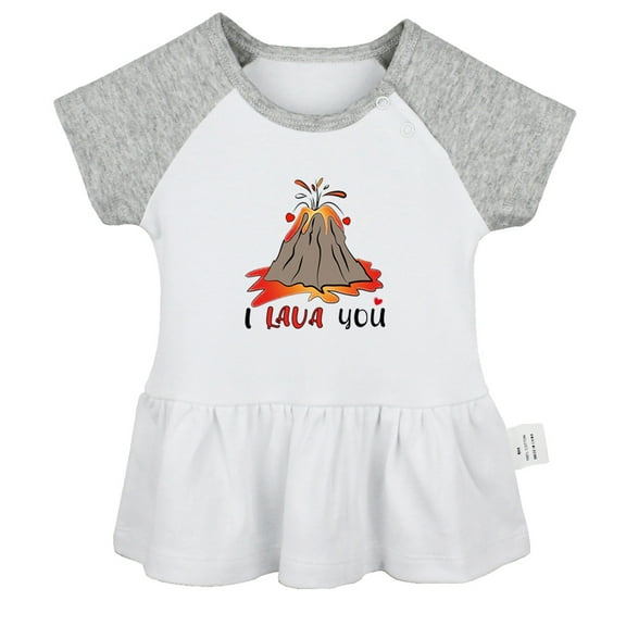 I Lava You Funny Dresses For Baby, Newborn Babies Skirts, Infant Princess Dress, 0-24M Kids Graphic Clothes (Gray Raglan Dresses, 0-6 Months)