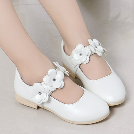 

LYCAQL Kid Shoes White Leather Shoes Bowknot Girls Princess Shoes Single Shoes Performance Shoes Shoes for Toddlers Girls (White 1.5 Big Kids)