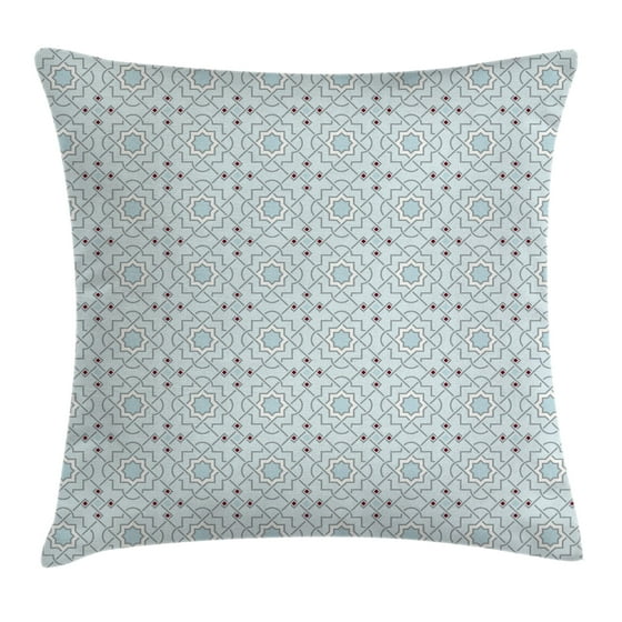 Arabesque Decor Throw Pillow Cushion Cover, Oriental Moroccan Traditional Motif with Mosaic ...
