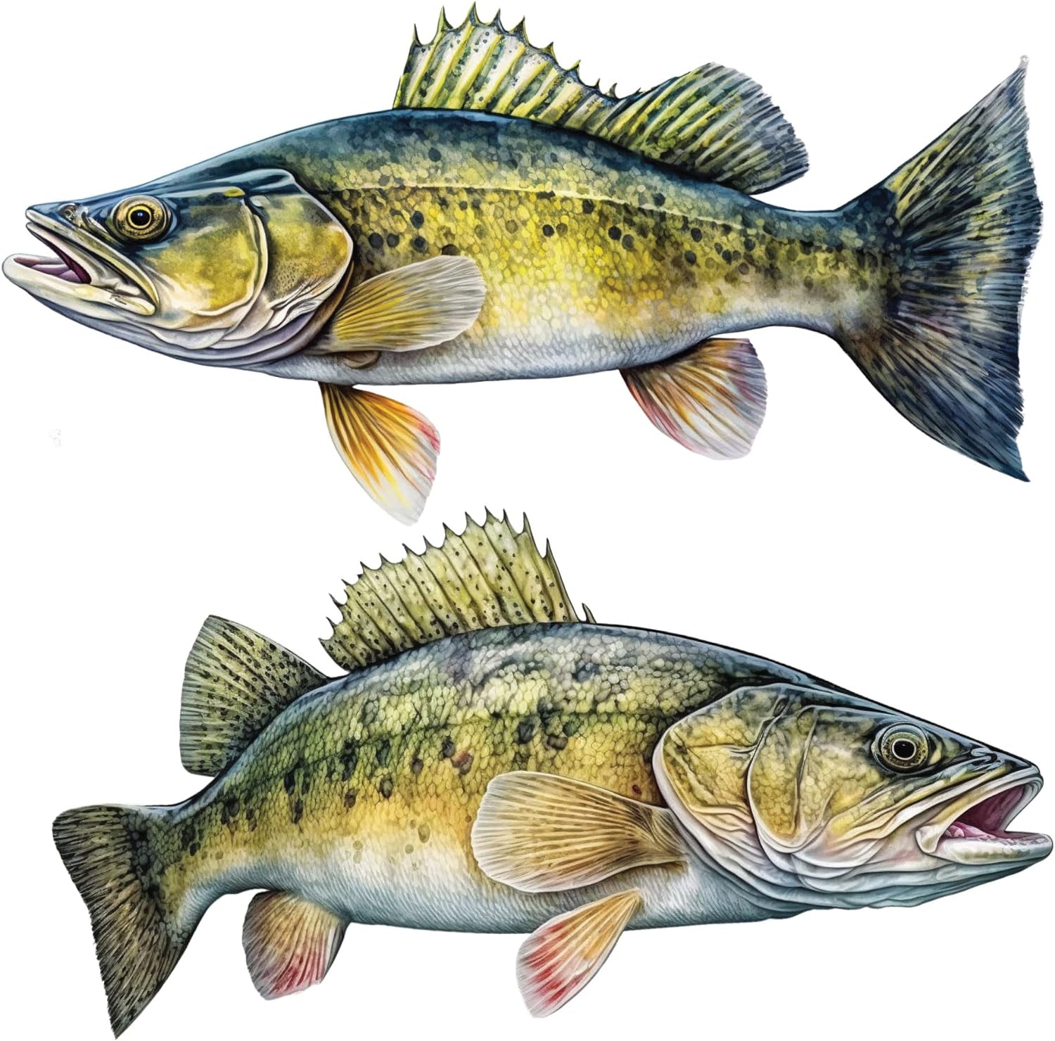 Fish Wall Decals - Brown Trout, Walleye, Yellow Perch, Northern Pike - Wall Stickers - Fly Fishing Decor