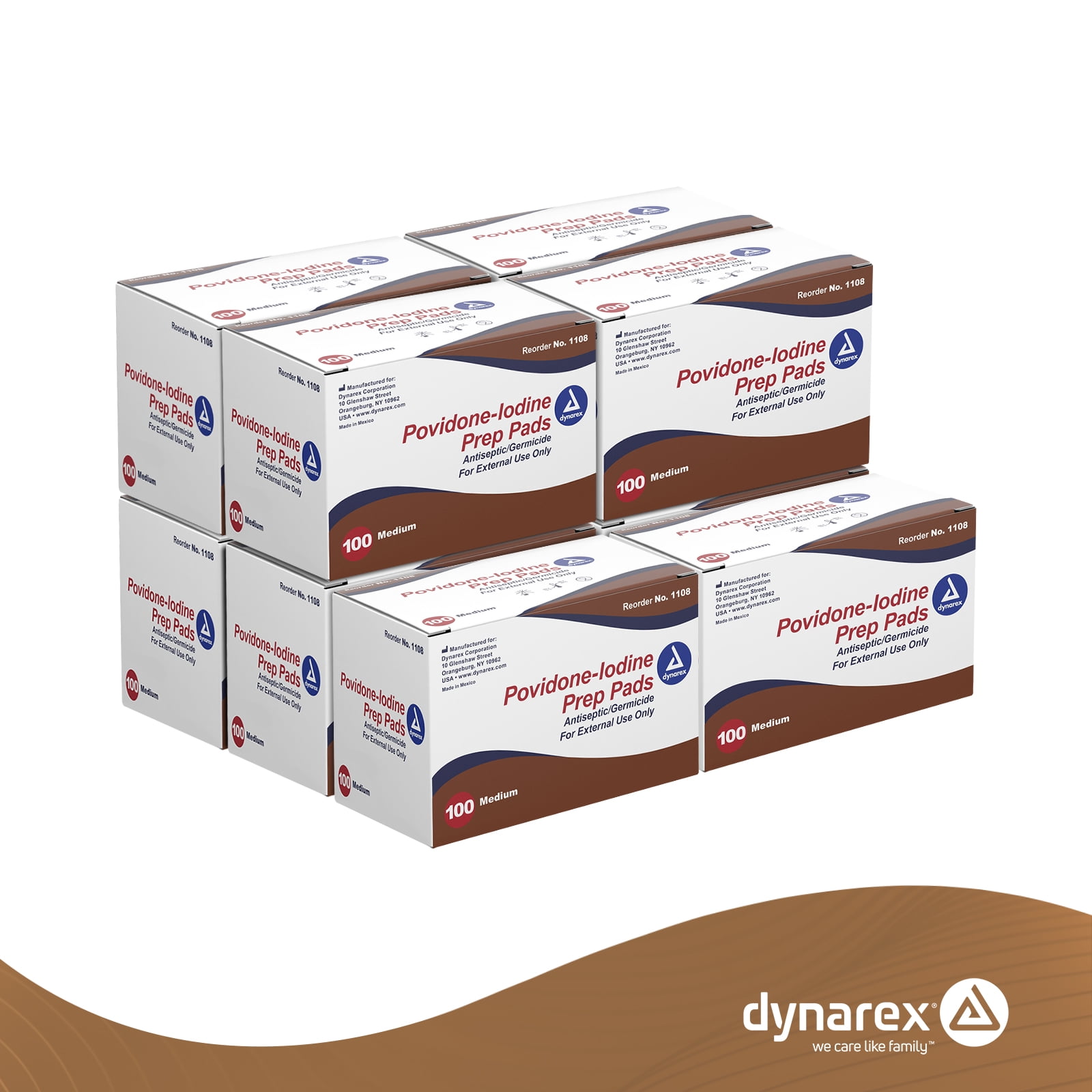 Dynarex Povidone-Iodine Prep Pads, Saturated with Povidone Iodine 10%, Medical-Grade Antiseptic Wipes for Prepping Prior Minor Procedures, Medium, 1 Case of 1000 (10 Boxes of 100) Packaging May Vary