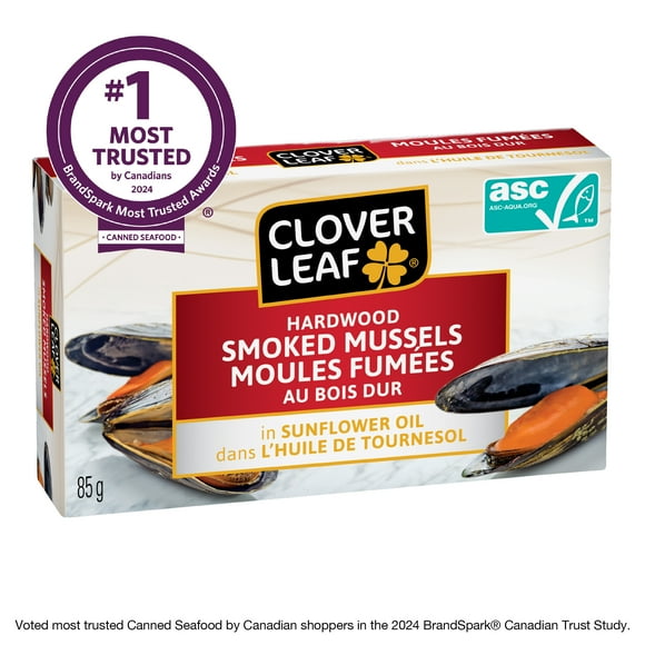 Clover Leaf Hardwood in Sunflower Oil Smoked Mussels, 85 g