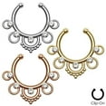 thumbnail image 1 of Non-Piercing Septum Hanger - Five Rings with Clear CZ Center Gems, 1 of 1