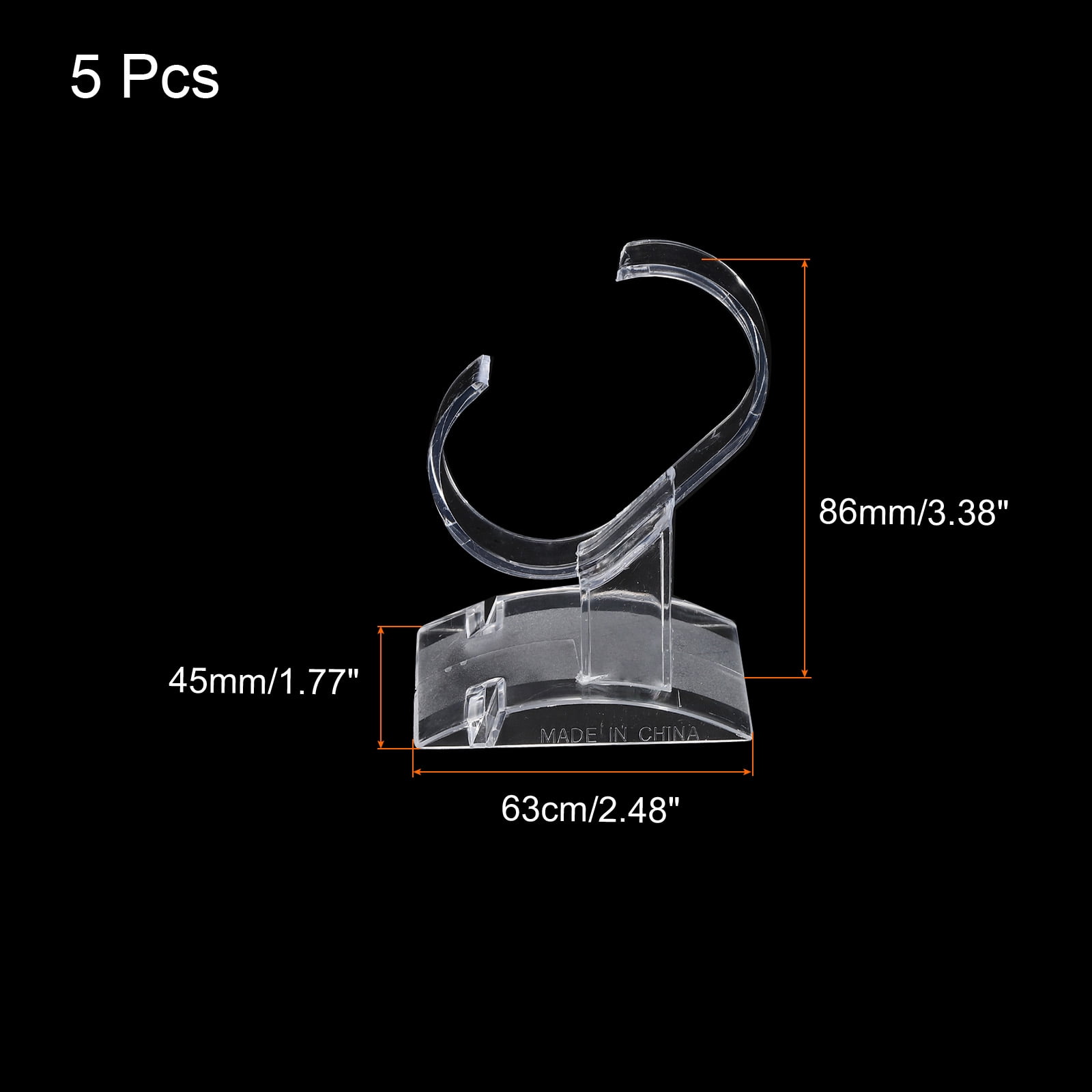Unique Bargains Watch Display Stand C Shape Single Watch Bracelet Display Rack Transparent Watch Holder 63x45mm Pack of 5 Walmart