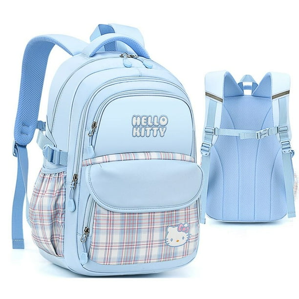 Sanrios-mochila escolar Hellokitty, morral impermeable antipérdida con dibujo de gato, fresa, alivio de carga, protege la columna vertebral