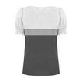 thumbnail image 4 of Women's Square Neck Tops Striped Colorblock Trendy Casual Summer Ruffled Short Sleeve T-shirts Blouses (L, Gray), 4 of 5