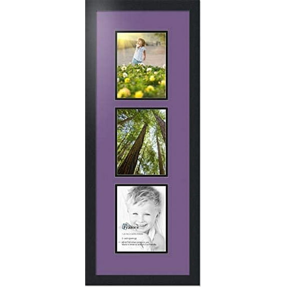 collage photo frame double mat with 3 - 6x8 openings and black frame
