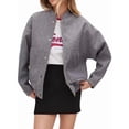 thumbnail image 2 of Women'S Button Up Jackets Jackets Long Sleeve Open Front Jackets Pockets Winter Casual Trendy Varsity Jacket Gray M, 2 of 9