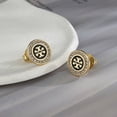thumbnail image 4 of Pendientes De Plata Clásica Tory Burch Doble T Joyería Chapado En Oro De 18 Quilates Redondos TB Para Damas, 4 of 4