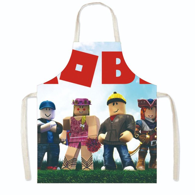Roblox-delantal de dibujos animados para niños y adultos, bata sin mangas de lino y algodón, antiincrustante, antisalpicaduras de aceite, para el hogar y la cocina