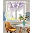 thumbnail image 3 of Waterfall Valances for Windows, Purple Eucalyptus Kitchen Sheer Valance Curtains, Spring Botanical Plant Aesthetic Rod Pocket Elegant Swag Valances for Living Room Bedroom, 47.2"x38.5", 3 Panel, 3 of 8