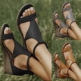 thumbnail image 1 of HEVIRGO Sandales à Talon Compensé et Fermeture Éclair Style Grec Décontracté pour Femmes Été, 1 of 9