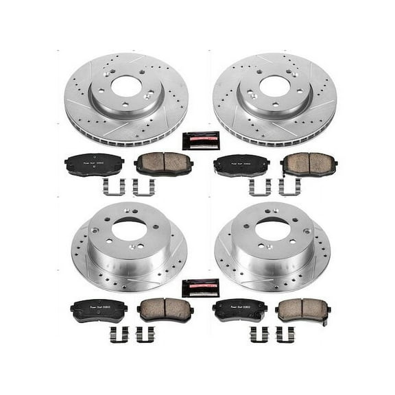 Front and Rear Brake Pad and Rotor Kit - Compatible with 2010 - 2013 Kia Forte Koup 2.0L 4-Cylinder 2011 2012