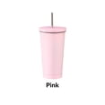 thumbnail image 2 of Bearachild Frasco de vacío desmontable pajita antideslizante Color sólido 500ml reutilizable lavable botella de agua de leche taza suministros Cocina y Comedor Rosado, 2 of 6