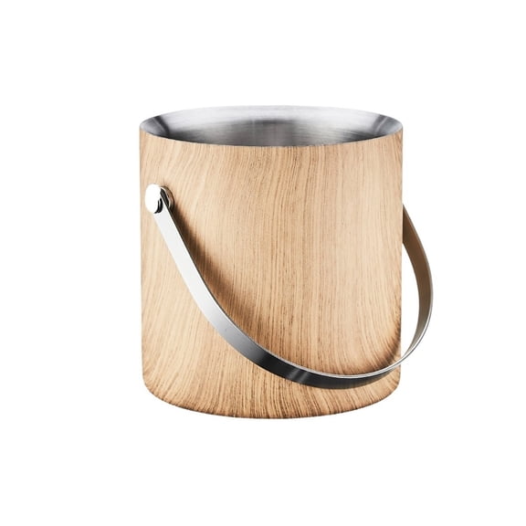 Wood Grain Stainless Steel Ice Bucket With Lid Multi-purpose Bar Party Champagne Bucket