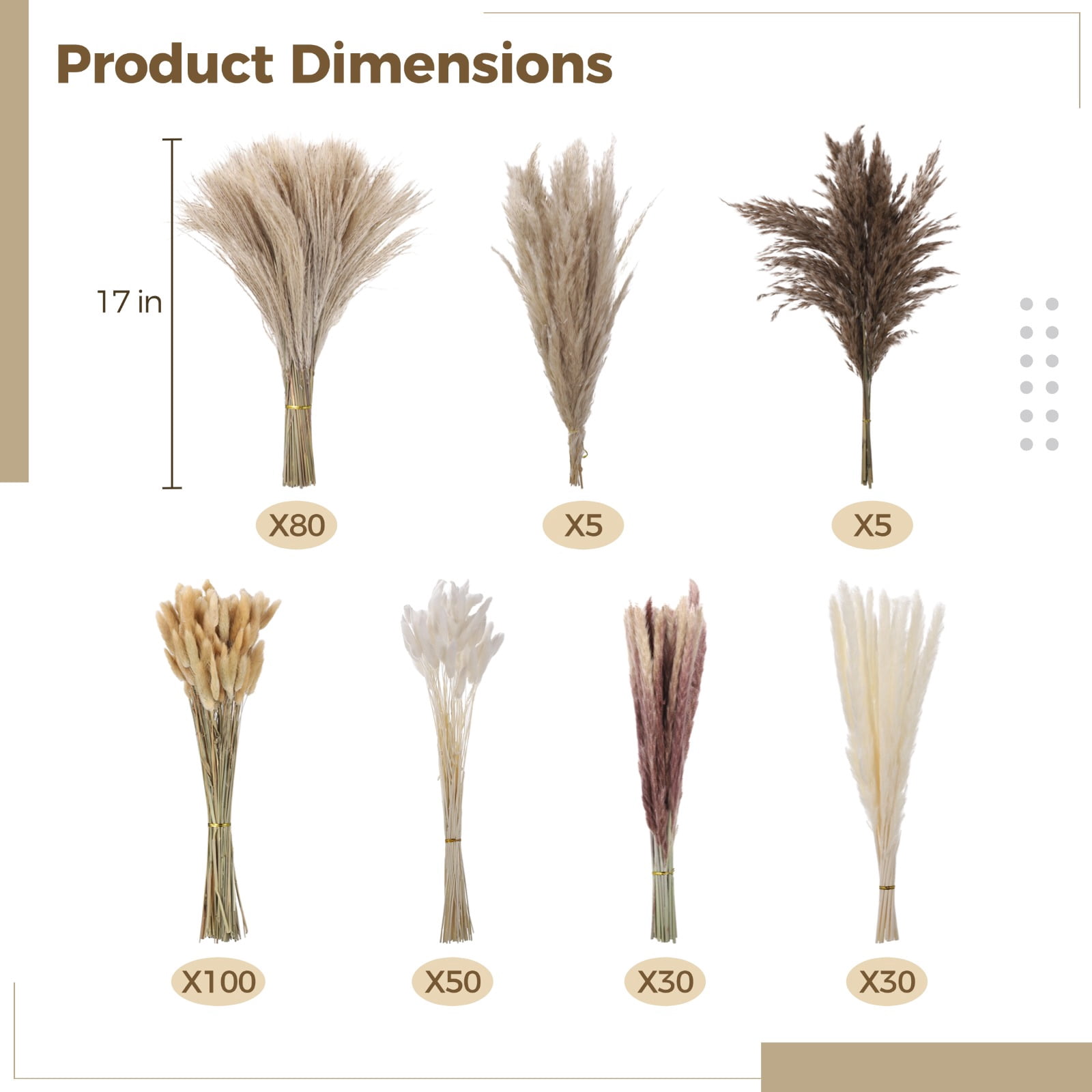 300PCS Dried Pampas Grass Bouquet, Natural Eucalyptus & Bunny Tail Grass, Boho Home Decor, Ideal for Wedding, Table, and Living Room Styling