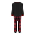 thumbnail image 4 of Family Christmas Pajamas Matching Sets Graphic Alphabet Letter Printed Crewneck Long Sleeve Shirts with Plaid Pants Outfits Red Kids 4-5 Years, 4 of 4
