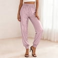 thumbnail image 4 of COMVALUE Sequin Joggers for Women 2026 Sparkly Pants Holiday Party Glitter Trousers Disco Dance Elastic High Waisted Pants (Blue, XL), 4 of 8