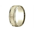thumbnail image 2 of Benchmark� 18 Karat Gold 8mm Comfort-fit Hammered Center High Polish Round Edge Carved Design Wedding Band Ring, 2 of 9