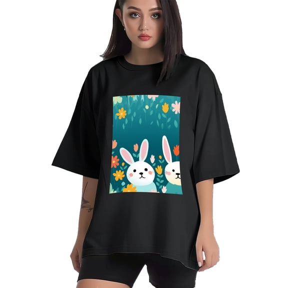 Plus Size Shirt for Women Black Tops for Women Short Sleeves Shirt for Women Easter 266 T Shirt Crewneck Shirt for Women XS