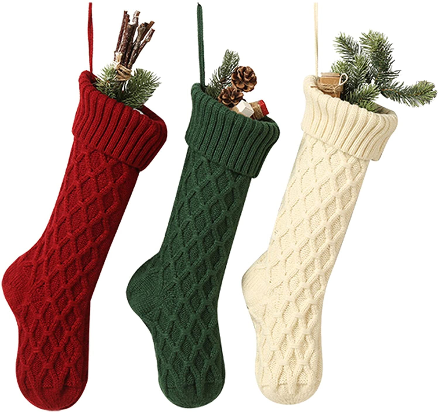 Sinhoon Knit Christmas Stockings, 4 Pack 18 inches Large Personalized