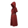 thumbnail image 6 of Jsaierl Women's Hooded Short Sleeve Tunic Dress with Leather Belt Medieval Wizard Monk Halloween Cosplay Costume, 6 of 6