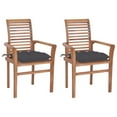 thumbnail image 1 of vidaXL Dining Chairs 2 pcs with Anthracite Cushions Solid Teak Wood, 1 of 5