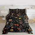 thumbnail image 2 of Homewish Country Floral Queen Comforter Set,Rustic Plant Bedding Sets,Yellow Black Bedding Comforter Set For Girls Kids,Breathable Home Decor Reversible,3-Piece, 2 of 8