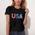thumbnail image 5 of SGFCWSX Girls T-Shirts Patriotic Short Sleeve USA American Flag Print 4th of July Graphic Tees Black Size 3-4 Years, 5 of 6
