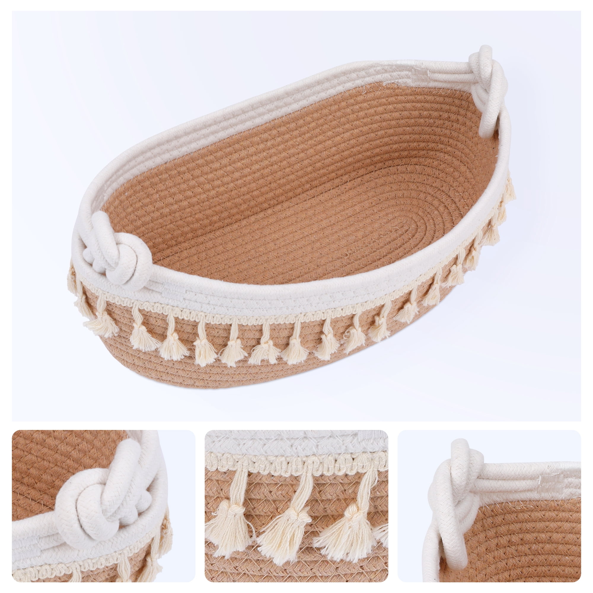 Unique Bargains Woven Storage Basket Solid Shelf Storage Bin Brown 13.4*6.3*4.7in