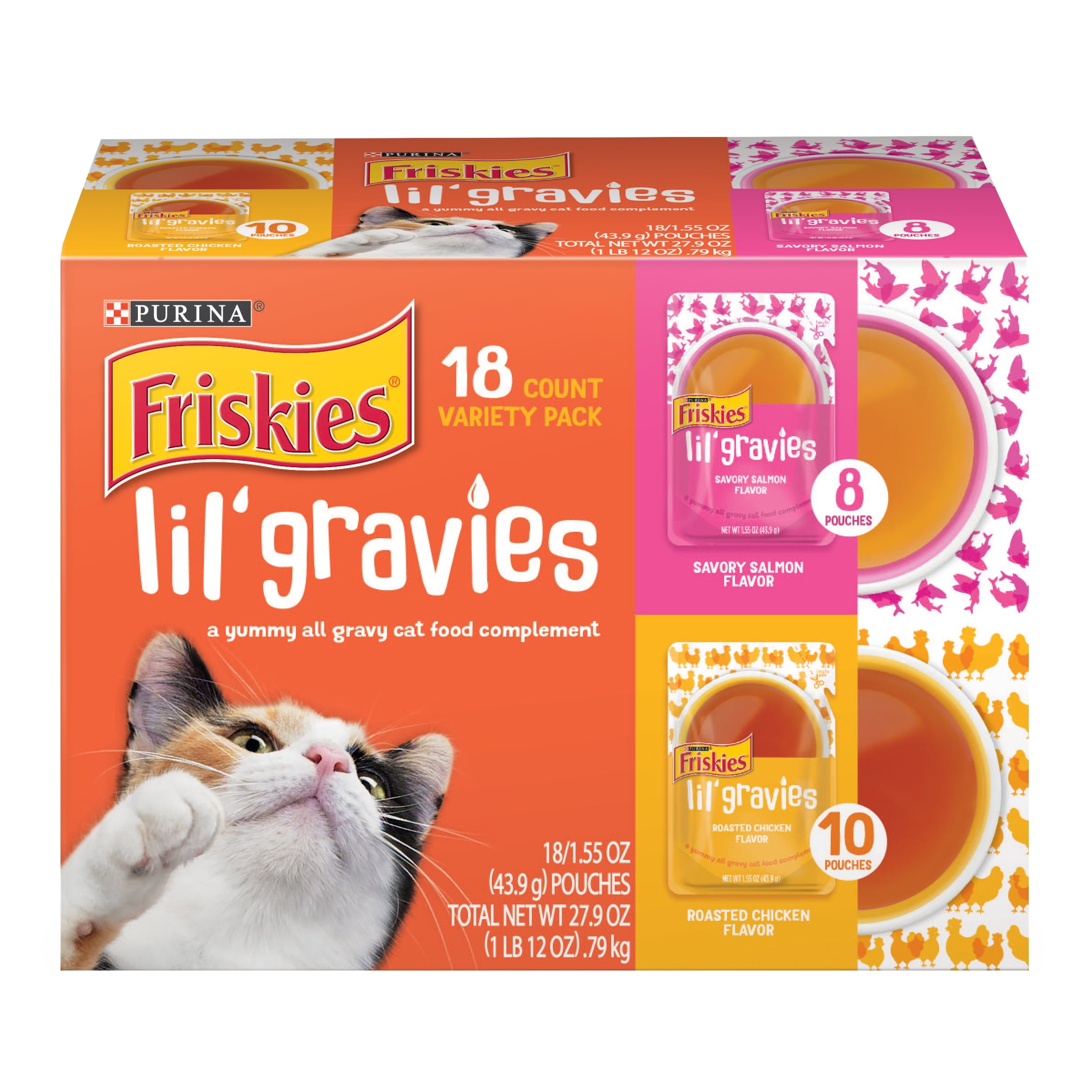 Purina Friskies Lil' Gravies Wet Cat Food Variety Pack, 1.1 oz Pouch