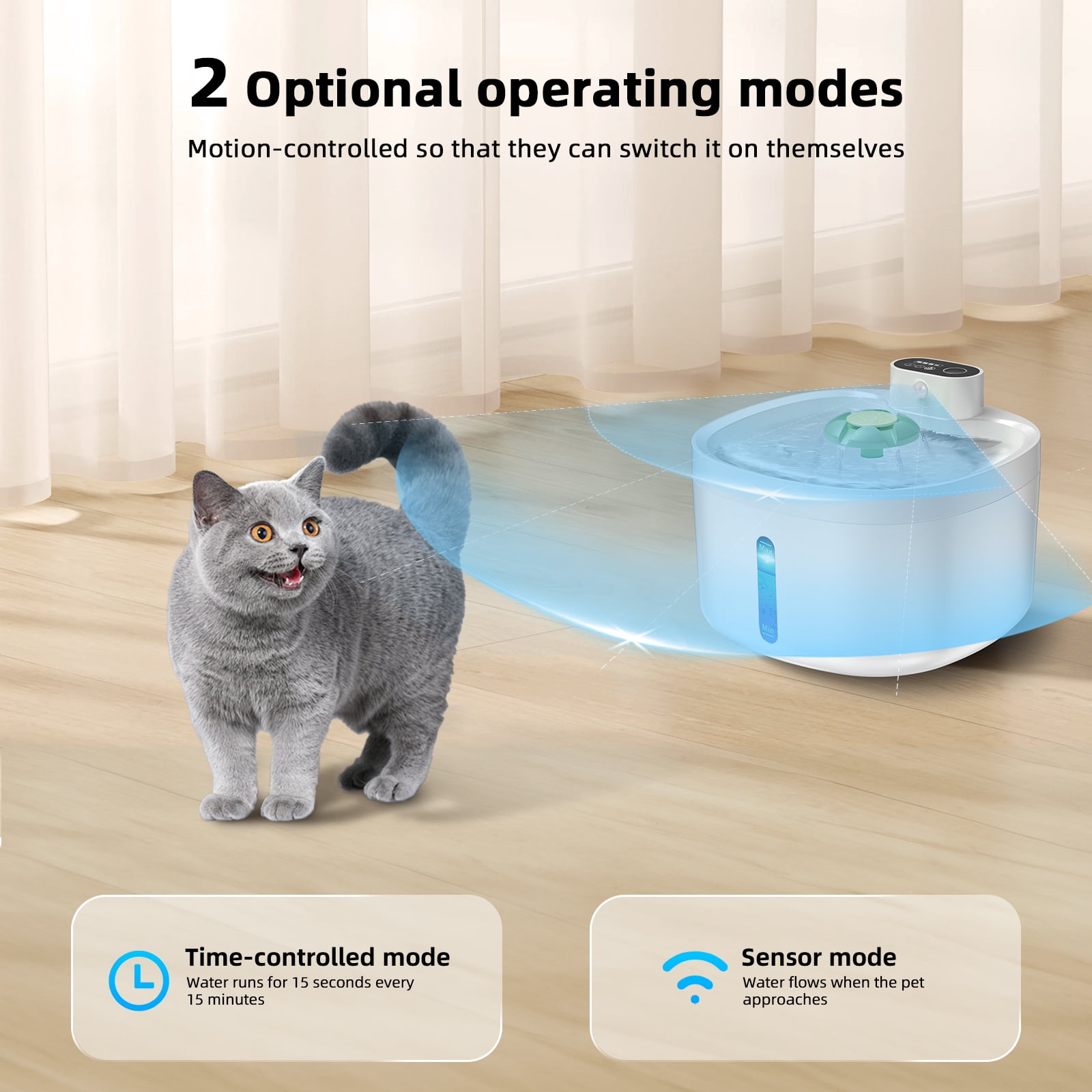 Dog Water Fountain Wireless Cat Water Fountain Stainless Steel