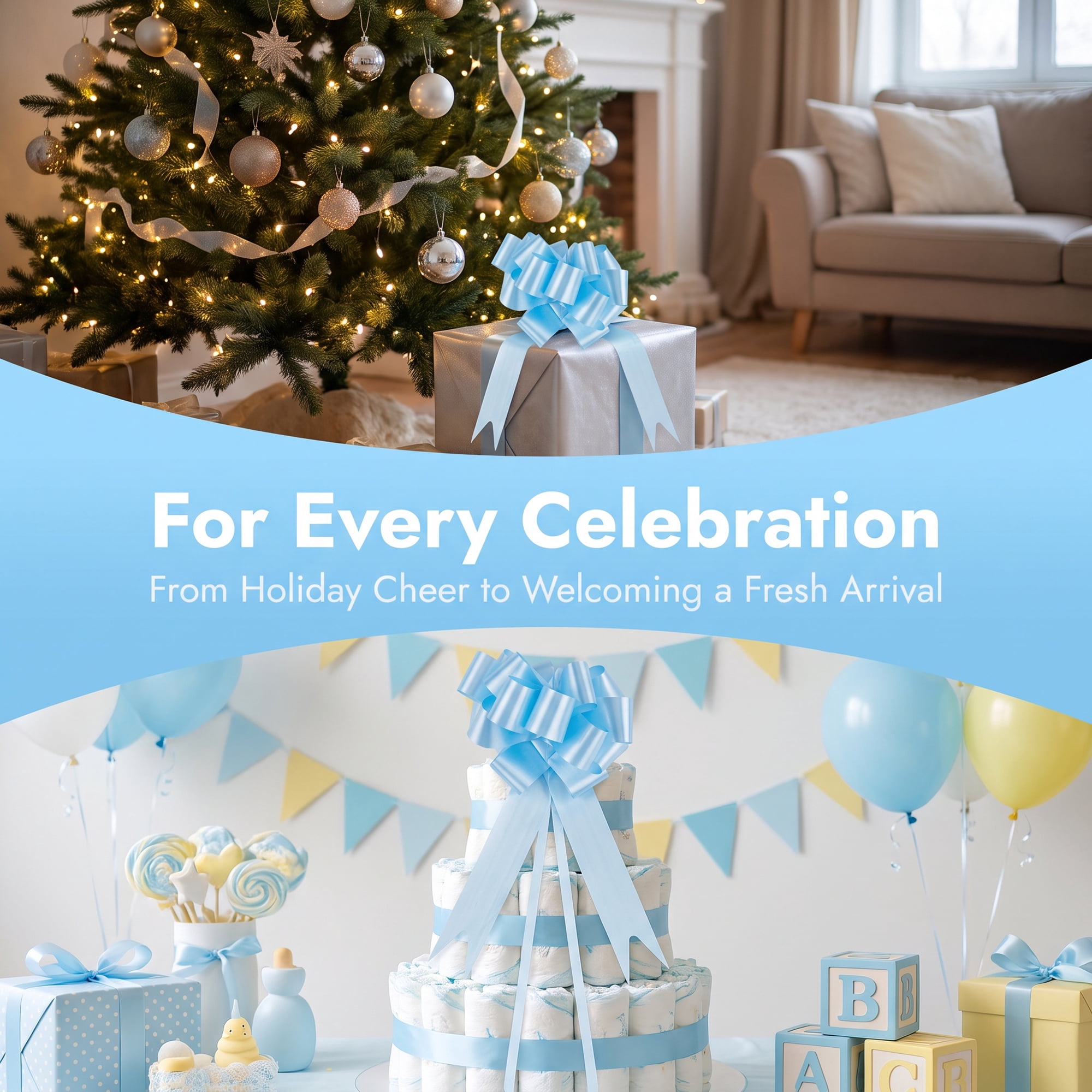 Unique Bargains Crush-Resistant Metallic Bows for Gift Wrapping and Decoration Sky Blue