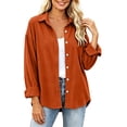 thumbnail image 2 of VBVC Women's Corduroy Button Down Shirt , Ladies' Long Sleeve Collared Blouse , Fall Winter Work Tops For Women, S-2XL, 2 of 6