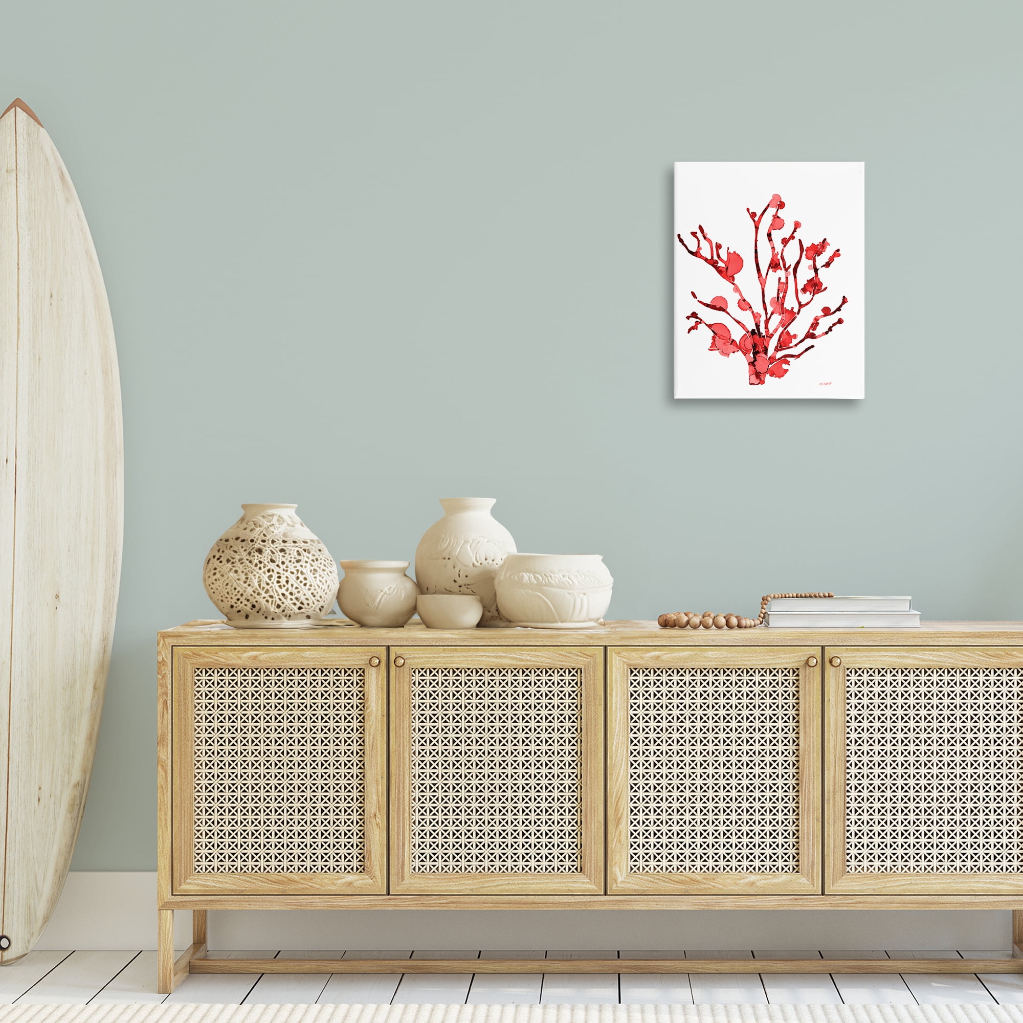 Stupell Industries Coral With Splashes Nautical & Beach Painting Wrapped Canvas Art Print Wall Art, 16 x 20