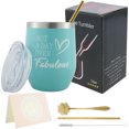 thumbnail image 2 of Muyoka Vaso de vino de acero inoxidable con tapa y pajita Vaso de vino sin tallo de doble pared Vaso de vino aislado al vac铆o para caf茅 Vino Cerveza Bebidas Champ谩n C贸cteles Helado, 2 of 6