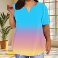 thumbnail image 2 of Plus Size Tops for Women Summer Casual V Neck Short Sleeve T-Shirts Loose Comfortable Gradient Tee (XL, Sky Blue), 2 of 6