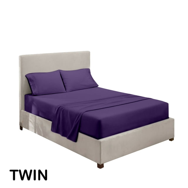 Juego de ropa de cama para el hogar Sábana de cama Funda de colchón Funda de almohada Juego de ropa de cama de poliéster de color sólido, Morado, Doble, 3pcs / set kenally HA6267-11B
