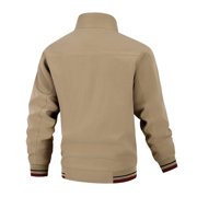 Reversible Hooded Jacket for Men Long Sleeve Stand Collar Zip Up Cardigan Coat with Pockets Khaki M