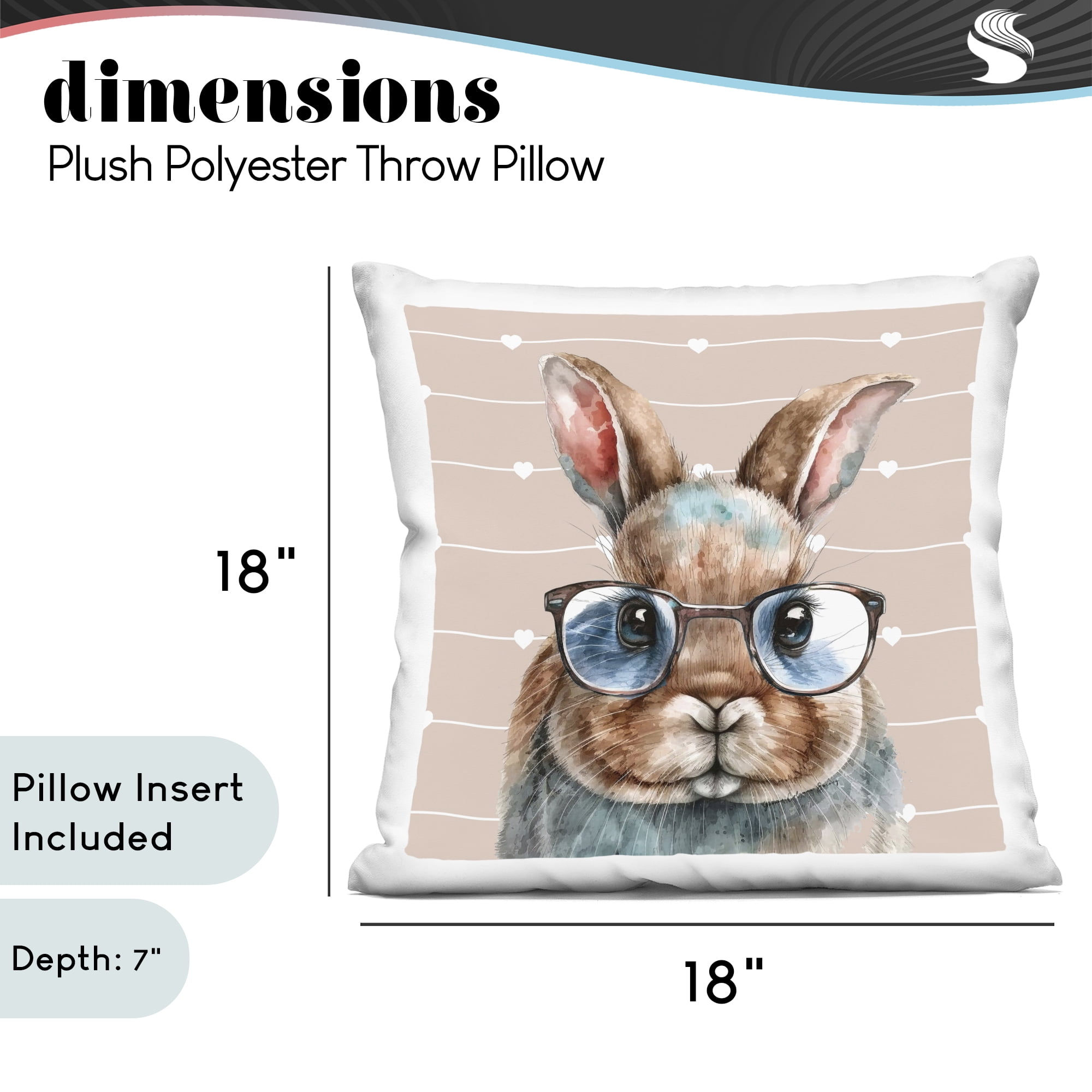 Stupell Industries Buster Rabbit with Specs Decorative Printed Throw Pillow, design by Yvonne Coleman Burney