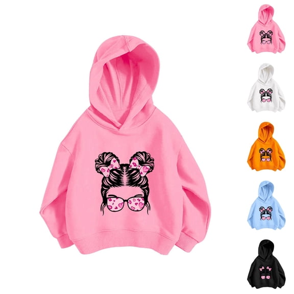 Kids Print Personality Hoodie Pullover Sweatshirt No Pocket Long Sleeve Crewneck Casual Sporty Tops