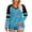 Sky Blue, variant on Mgmyaa Women's Casual V-Neck Color Block Long Sleeve Tops Loose Fit Plus Size Blouses Everyday Shirts