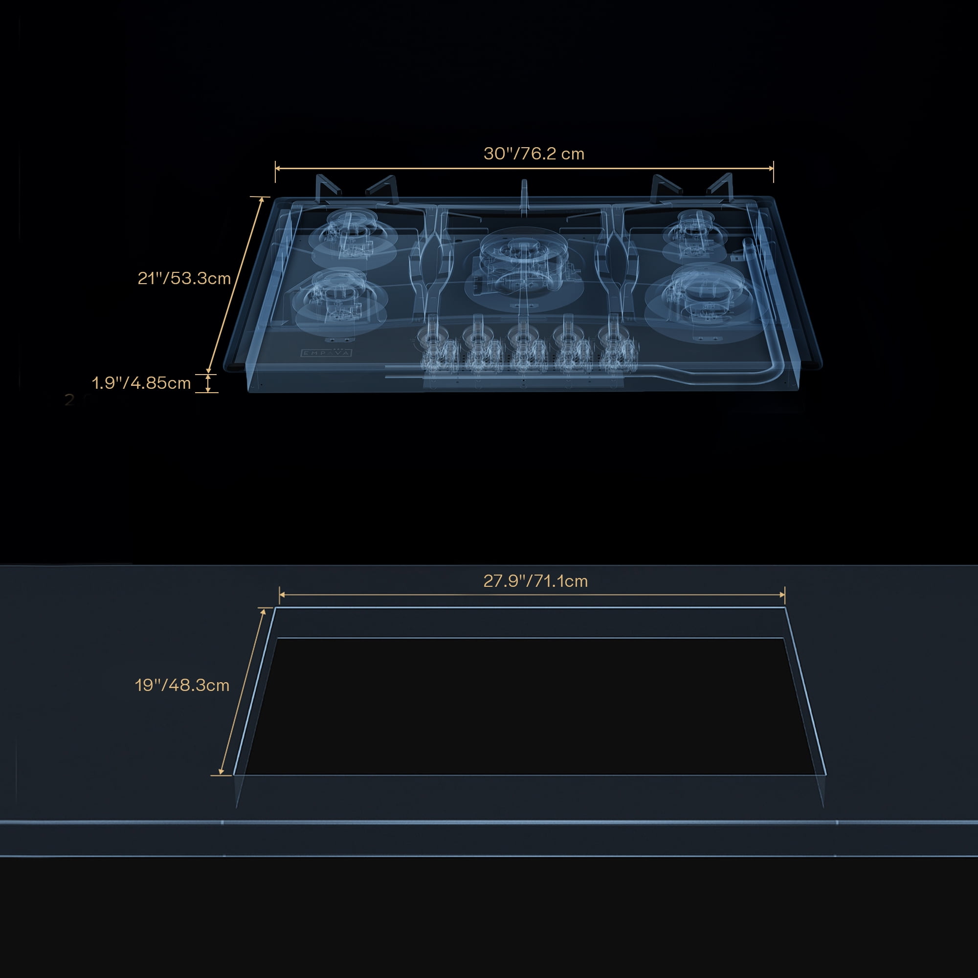 Empava 30 in. Gas Stove Cooktop with 5 Sealed Burners in Stainless Steel